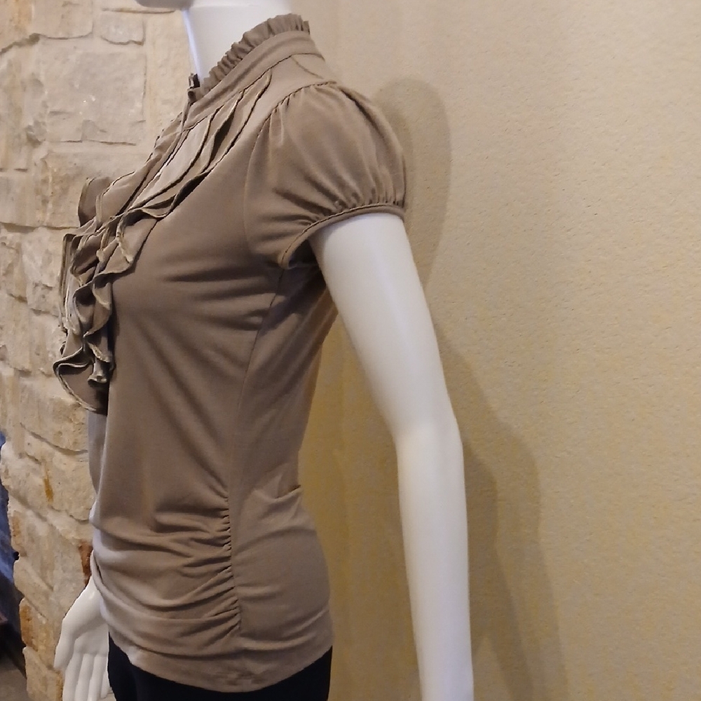 HeartSoul Tan Ruffled Blouse - Picture 3 of 12